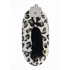 NWT West Loop Comfy Fuzzy Slipper Socks White Leopard Print sz 9/10 Womens